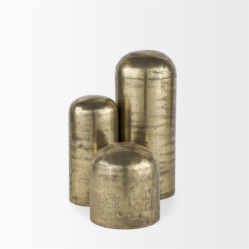 Pemberly Row Contemporary Tall Brass Finished Aluminum Metal Ornament