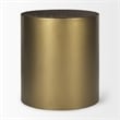 Pemberly Row Gold Metal Drum Base with Dark Brown Wood Top End/Side Table