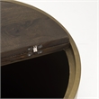 Pemberly Row Gold Metal Drum Base with Dark Brown Wood Top End/Side Table