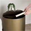 Pemberly Row Gold Metal Drum Base with Dark Brown Wood Top End/Side Table
