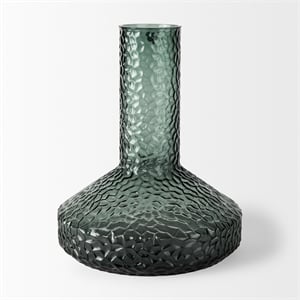 Pemberly Row Modern / Contemporary Tall Green Finish Glass Vase
