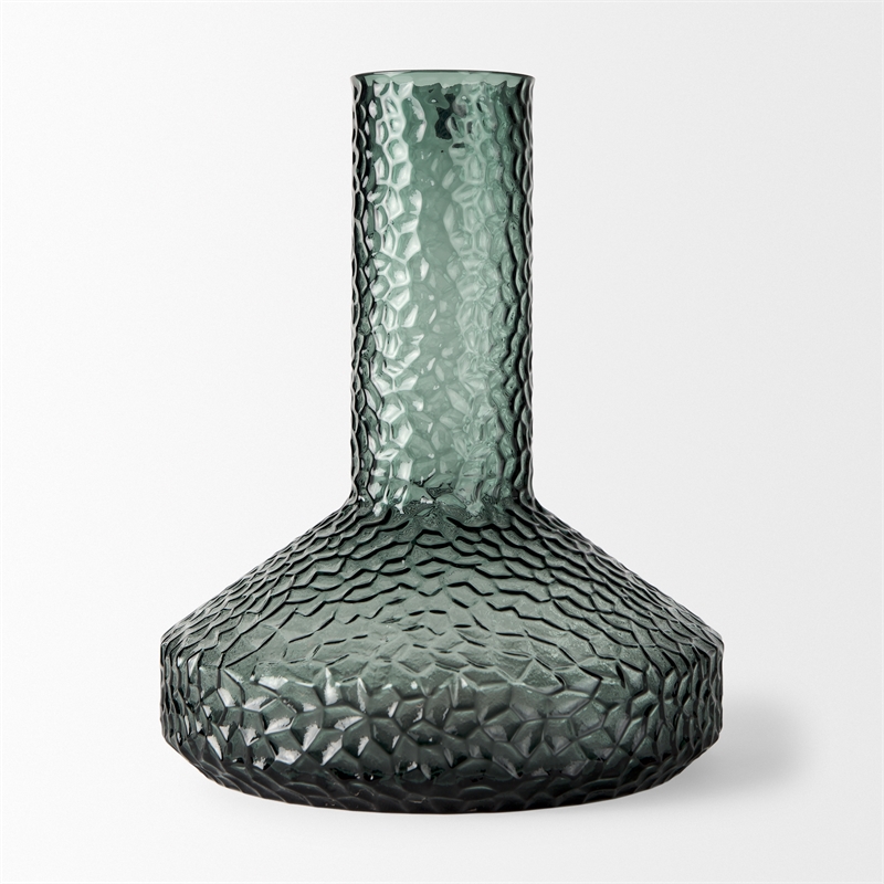 Pemberly Row Modern / Contemporary Tall Green Finish Glass Vase