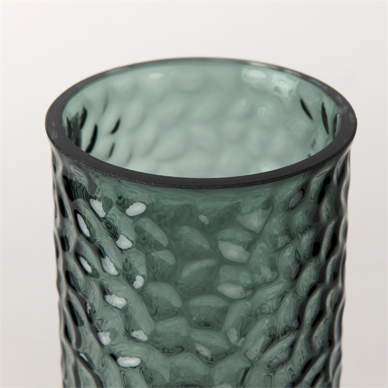 Pemberly Row Modern / Contemporary Tall Green Finish Glass Vase