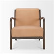 Pemberly Row Accent Chair with Dark Brown Wood And Tan Genuine Leather