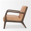 Pemberly Row Accent Chair with Dark Brown Wood And Tan Genuine Leather