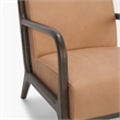 Pemberly Row Accent Chair with Dark Brown Wood And Tan Genuine Leather