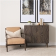 Pemberly Row Accent Chair with Dark Brown Wood And Tan Genuine Leather