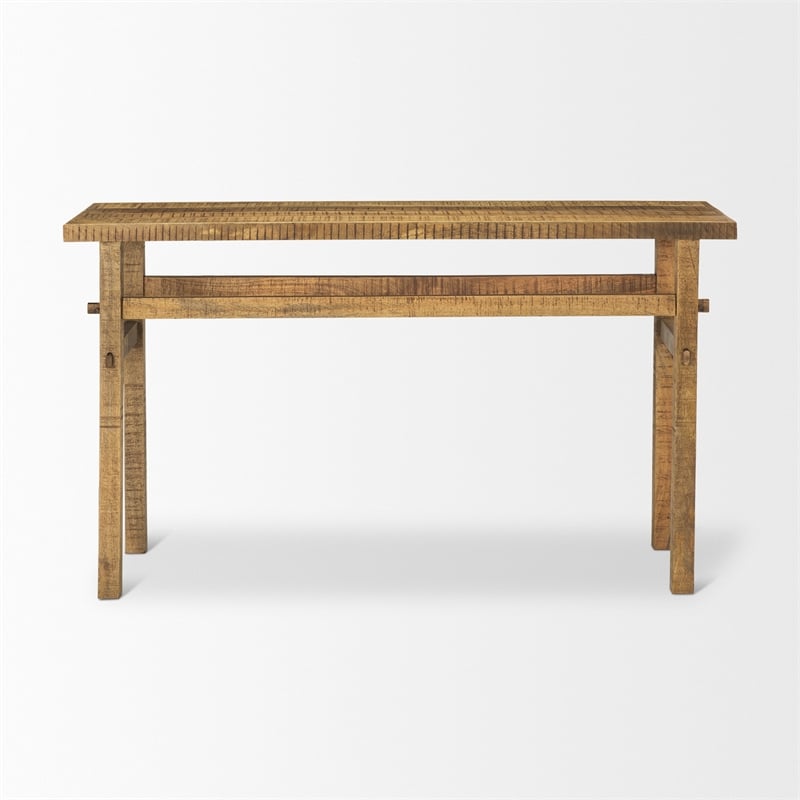 Pemberly Row Contemporary Small Brown Wood Console Table in Brown