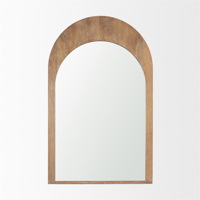 Pemberly Row Contemporary Light Brown Wood Medium Arched Mirror
