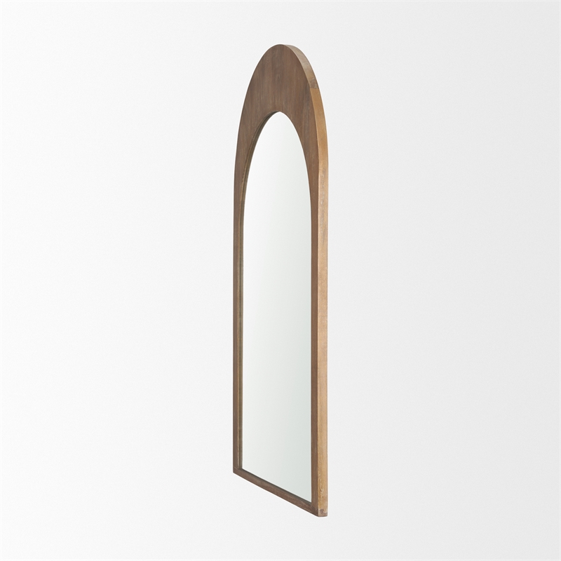 Pemberly Row Contemporary Light Brown Wood Medium Arched Mirror