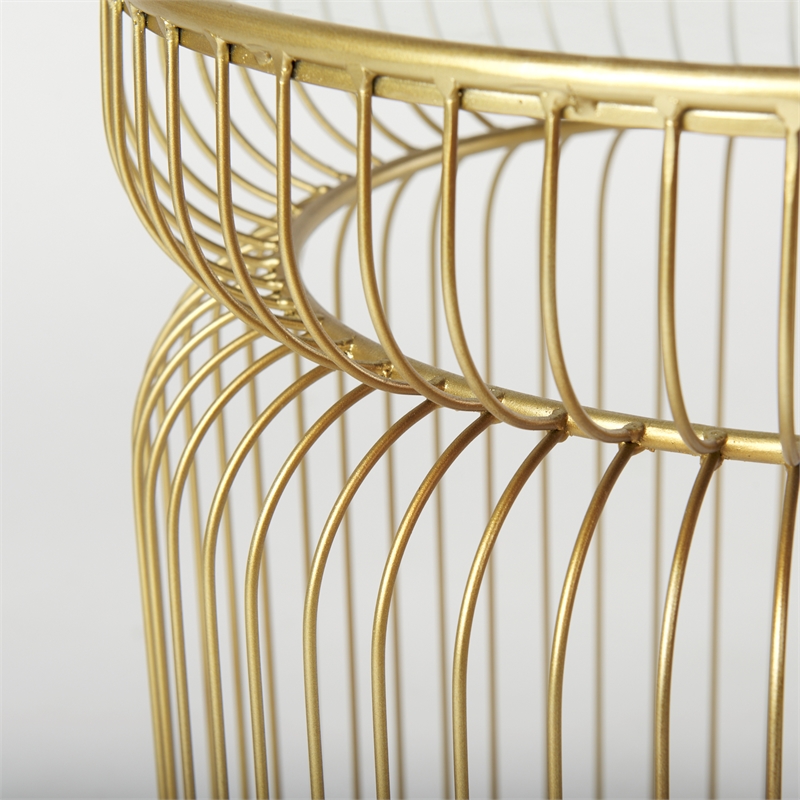 Pemberly Row Set of 2 Round Gold Metal with Glass Accent Tables