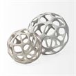 Pemberly Row Contemporary 6Lx6W Off White/Gray Hollow Decorative Orb