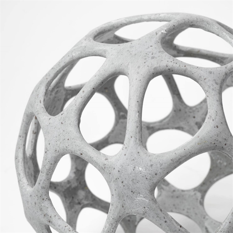 Pemberly Row Contemporary 7Lx7W Off White/Gray Hollow Decorative Orb