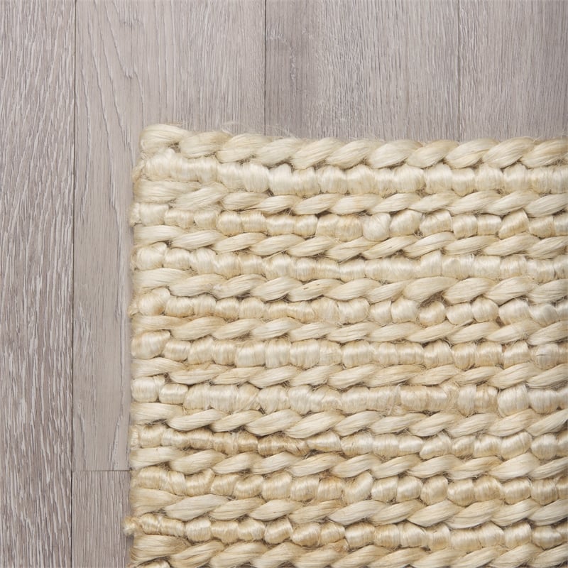 Pemberly Row 8X10 Handwoven Hemp Area Rug in Natural Golden Hue Yellow