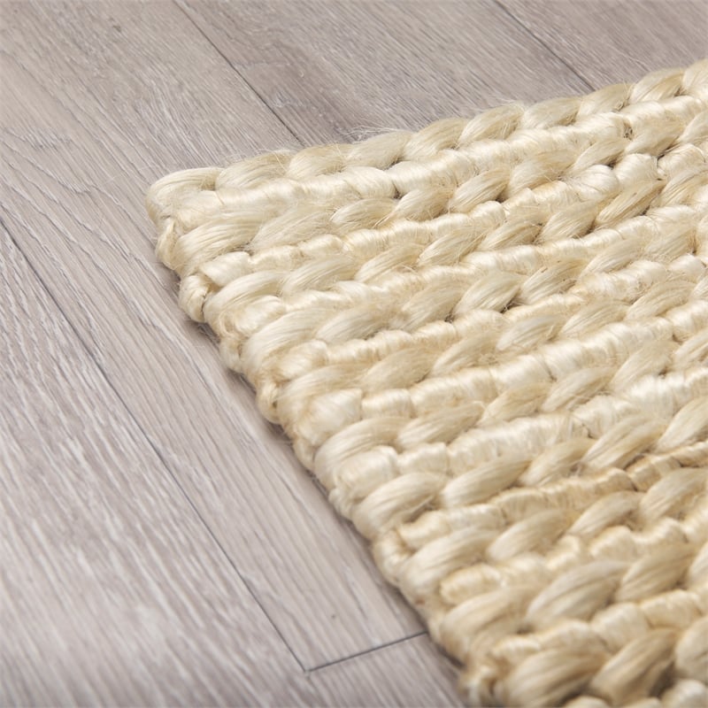 Pemberly Row 8X10 Handwoven Hemp Area Rug in Natural Golden Hue Yellow