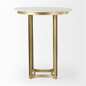 Pemberly Row Modern / Contemporary Marble & Gold Metal Bistro Table