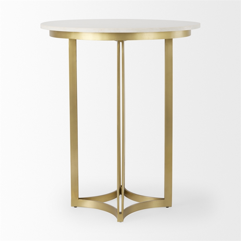 Pemberly Row Modern / Contemporary Marble & Gold Metal Bistro Table