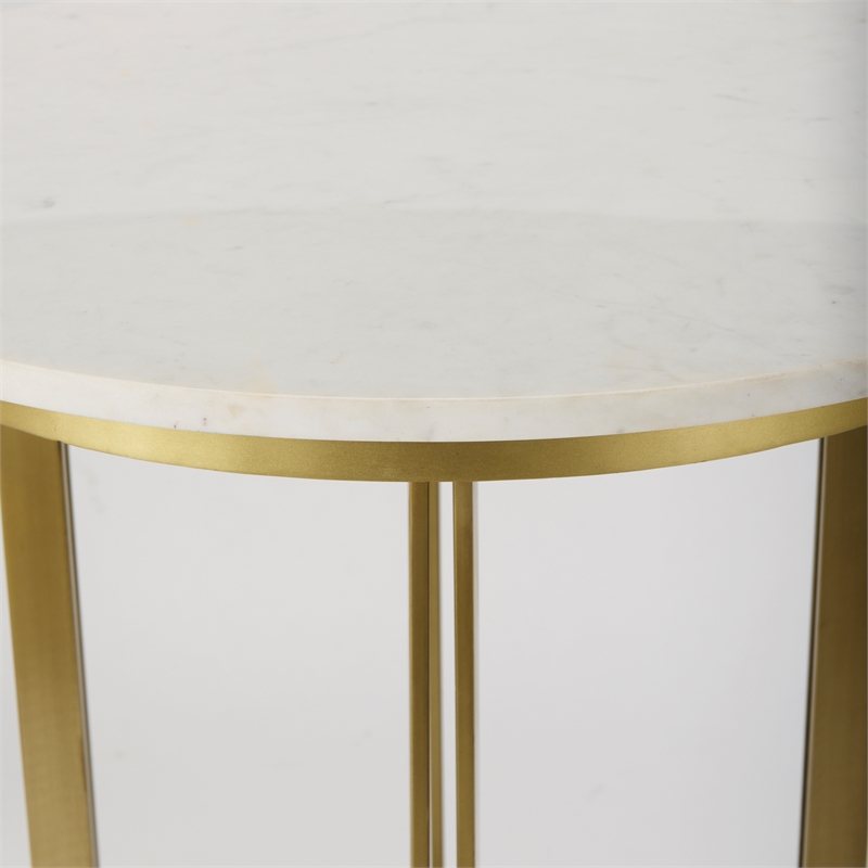Pemberly Row Modern / Contemporary Marble & Gold Metal Bistro Table
