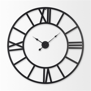 Pemberly Row Contemporary 42Lx2Wx42H Black Iron Round Wall Clock