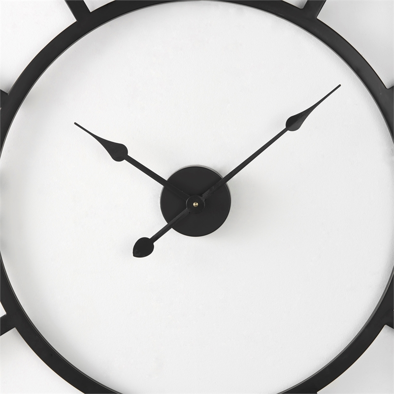 Pemberly Row Contemporary 42Lx2Wx42H Black Iron Round Wall Clock