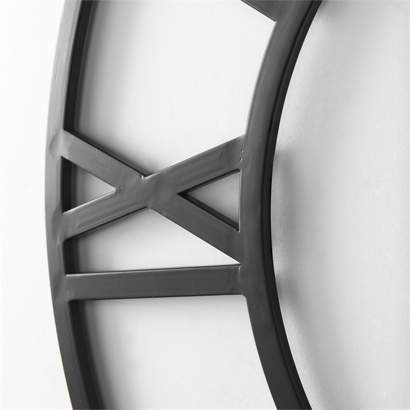 Pemberly Row Contemporary 42Lx2Wx42H Black Iron Round Wall Clock