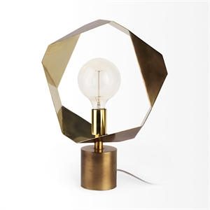 Pemberly Row Contemporary 15Lx15W Gold Geometric Metal Table Lamp