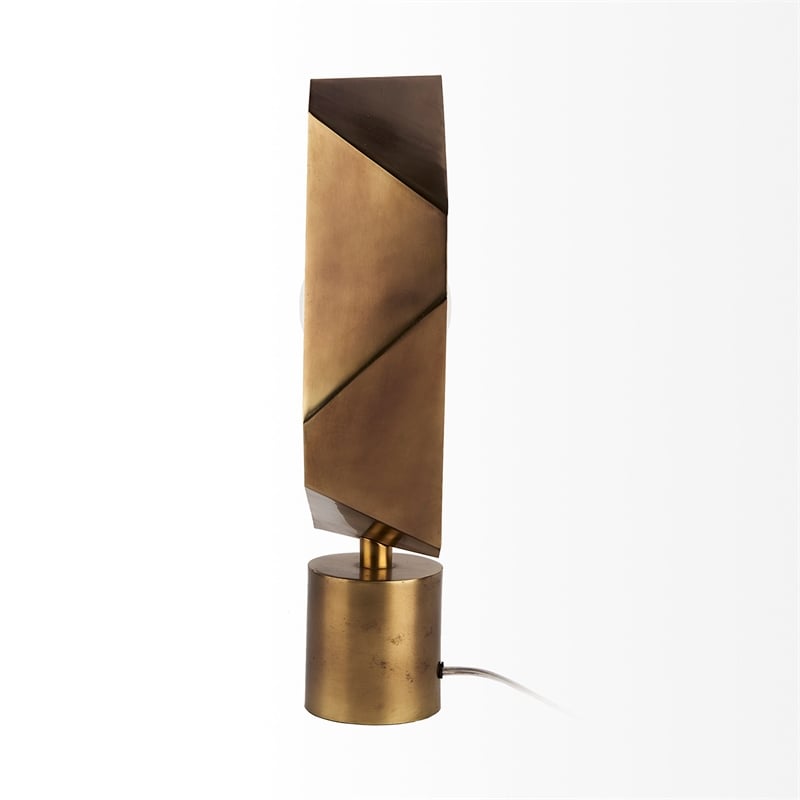 Pemberly Row Contemporary 15Lx15W Gold Geometric Metal Table Lamp