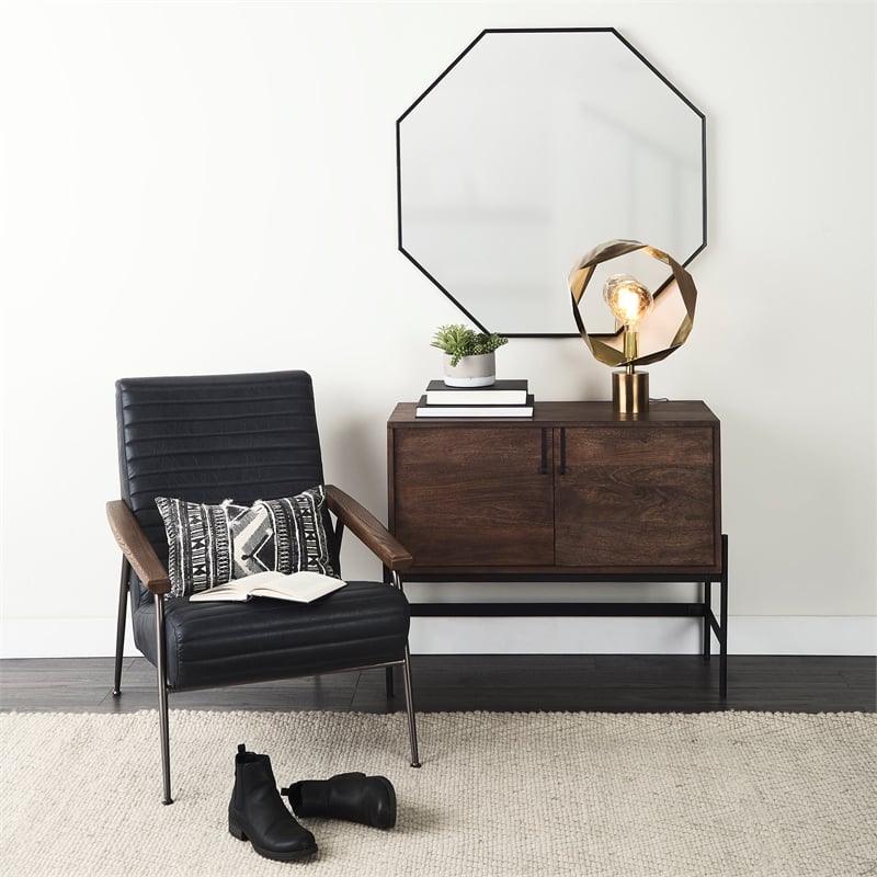 Pemberly Row Contemporary 15Lx15W Gold Geometric Metal Table Lamp