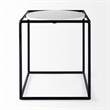 Pemberly Row Round White Marble Top with Black Metal Frame Side Table