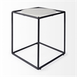 Pemberly Row Round White Marble Top with Black Metal Frame Side Table