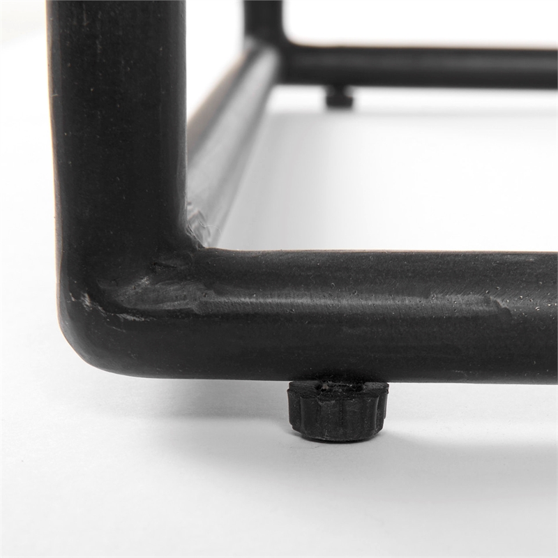 Pemberly Row Round White Marble Top with Black Metal Frame Side Table