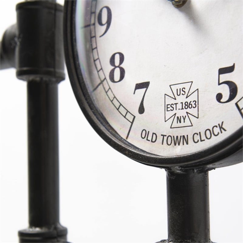 Pemberly Row Contemporary Black Iron Pipe Three Face Floor Clock