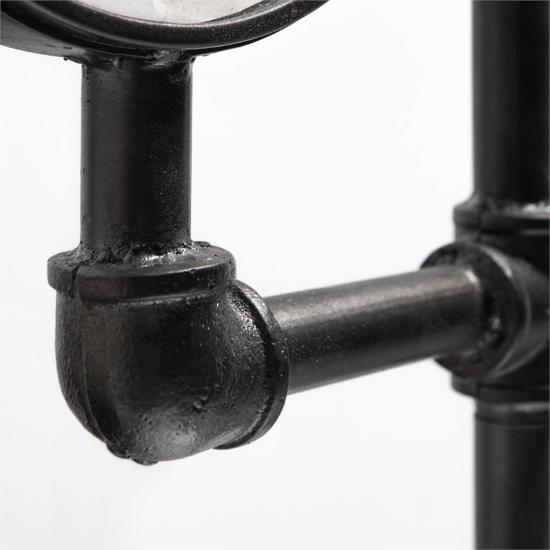 Pemberly Row Contemporary Black Iron Pipe Three Face Floor Clock