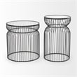 Pemberly Row Set of 2 Round Black Metal with Glass Accent Tables