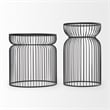 Pemberly Row Set of 2 Round Black Metal with Glass Accent Tables
