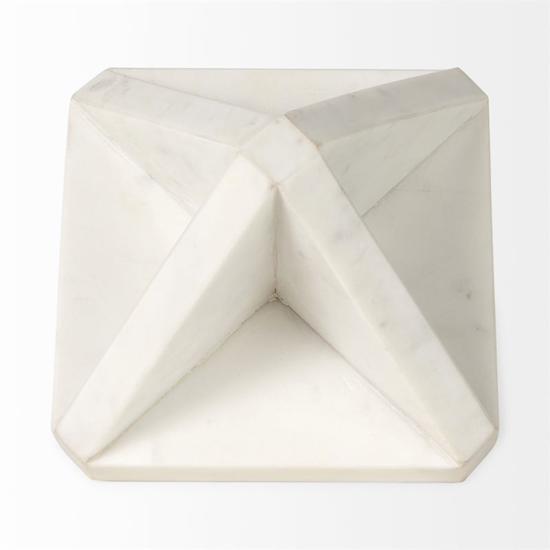 Pemberly Row Contemporary 5.5 Lx5.5 Wx8.5 H White Marble Decor Stand