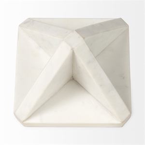 Pemberly Row Contemporary 5.5 Lx5.5 Wx8.5 H White Marble Decor Stand