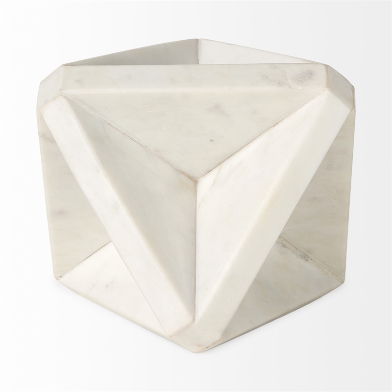 Pemberly Row Contemporary 5.5 Lx5.5 Wx8.5 H White Marble Decor Stand