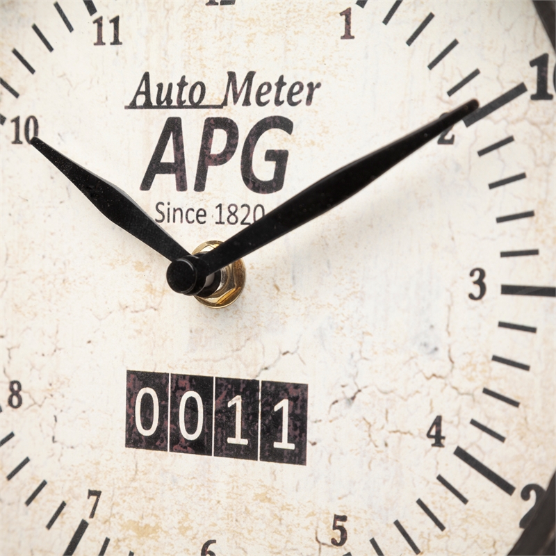 Pemberly Row Contemporary Black Metal Round Face Table Clock