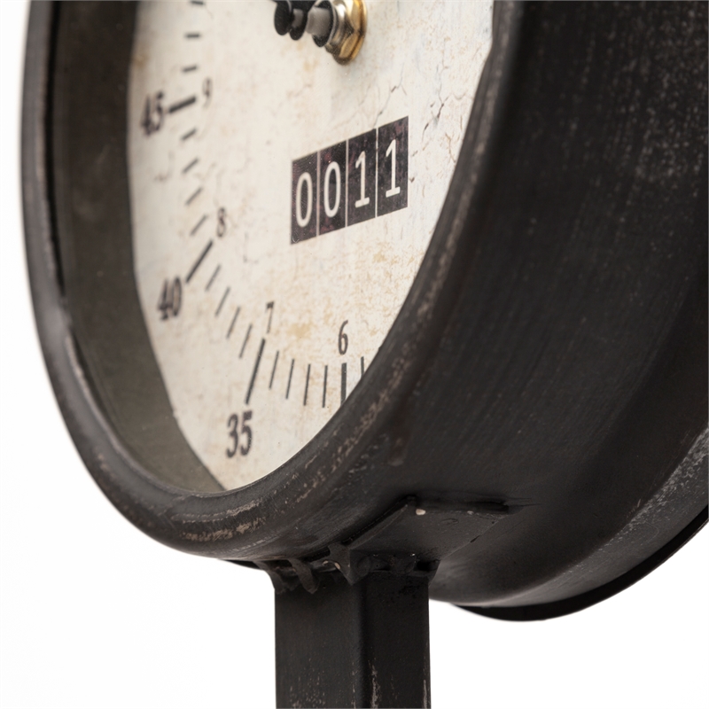 Pemberly Row Contemporary Black Metal Round Face Table Clock