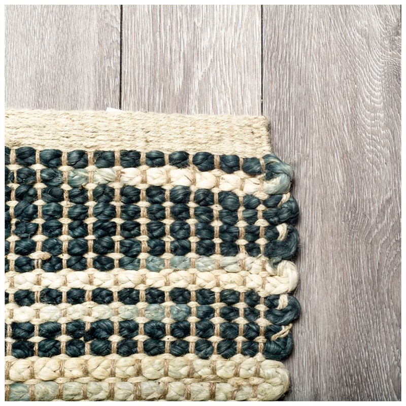 Pemberly Row 8x10 Multi-Colored Jute Hand Woven Rug in Green