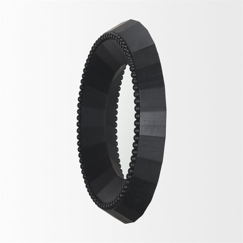 Pemberly Row Modern / Contemporary Black Beaded Wooden Wall Mirror