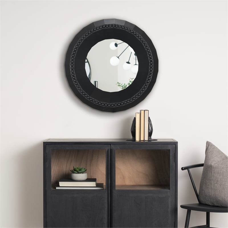 Pemberly Row Modern / Contemporary Black Beaded Wooden Wall Mirror