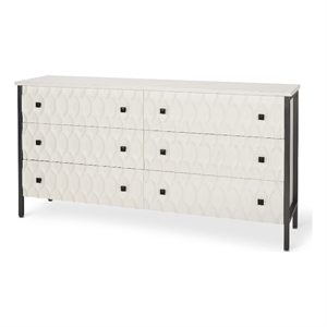 Pemberly Row White Fir Veneer with Gray Metal 6-Drawer Sideboard