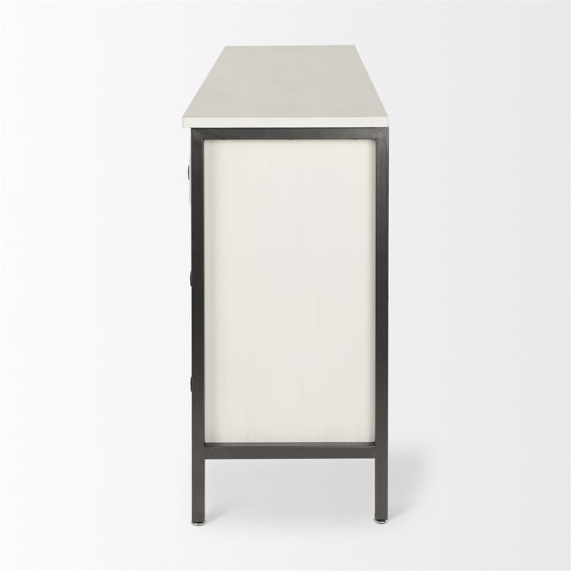 Pemberly Row White Fir Veneer with Gray Metal 6-Drawer Sideboard