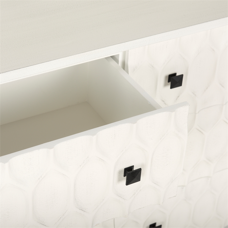 Pemberly Row White Fir Veneer with Gray Metal 6-Drawer Sideboard
