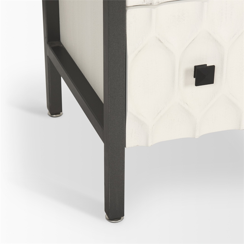 Pemberly Row White Fir Veneer with Gray Metal 6-Drawer Sideboard