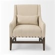 Pemberly Row Contemporary Cream Linen Fabric And Wood Accent Chair