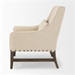 Pemberly Row Contemporary Cream Linen Fabric And Wood Accent Chair