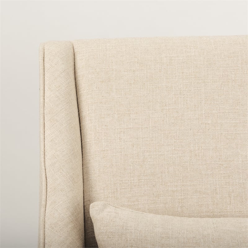 Pemberly Row Contemporary Cream Linen Fabric And Wood Accent Chair